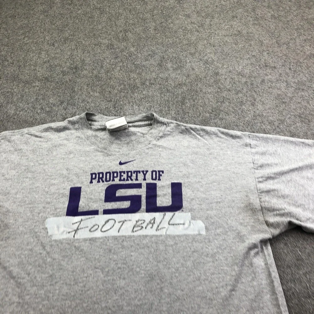 Vintage LSU Tigers Shirt Mens Medium Gray NCAA Football Nike Property Of